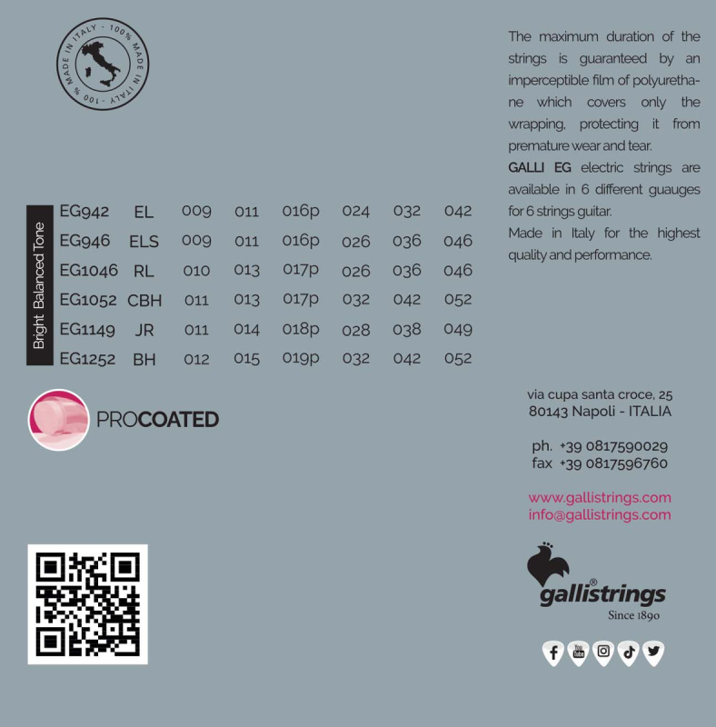 Galli EG946 - struny powlekane do gitary elektrycznej - 2