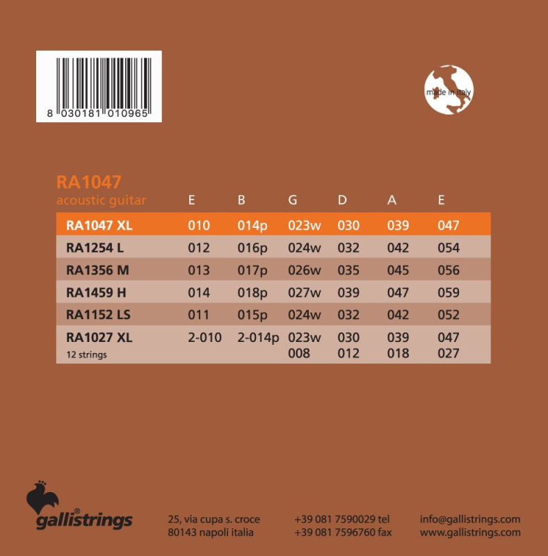 Galli RA1047 Extra Light - struny do gitary akustycznej - 3