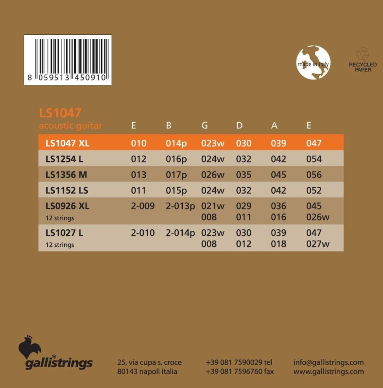 Galli LS1047 Extra Light - struny do gitary akustycznej - 3