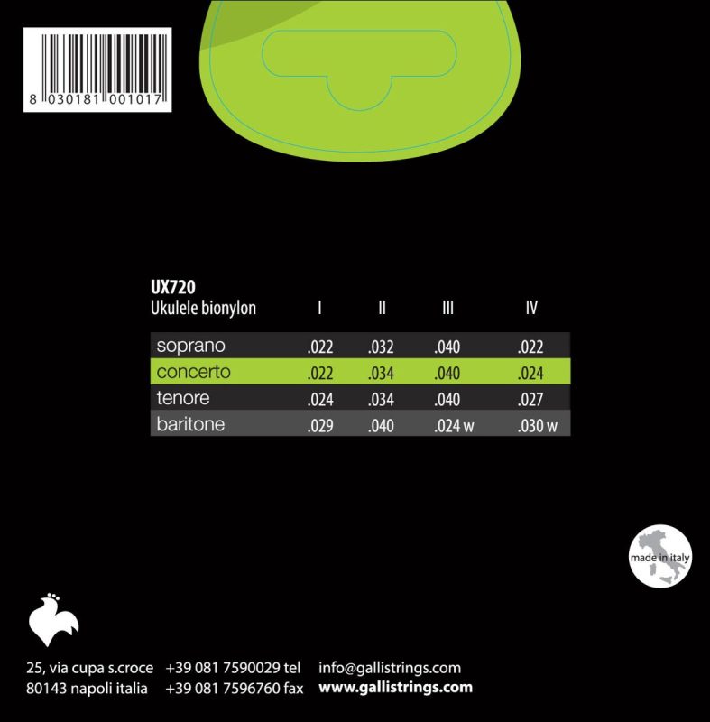 Galli UX720 - struny do ukulele koncertowego - 2