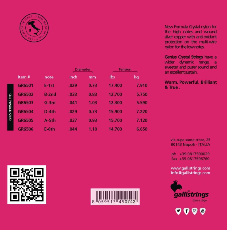 Galli GR 65 - struny do gitary klasycznej - 2